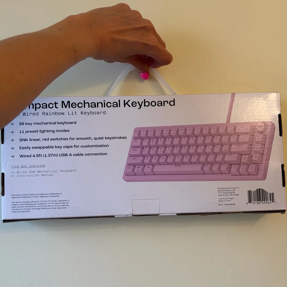 North pink Compact 65% Wired Rainbow Lit Keyboard